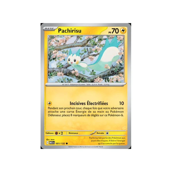 Carte Pokémon Pachirisu 051/132 Commune Méga-Évolution (JCC)