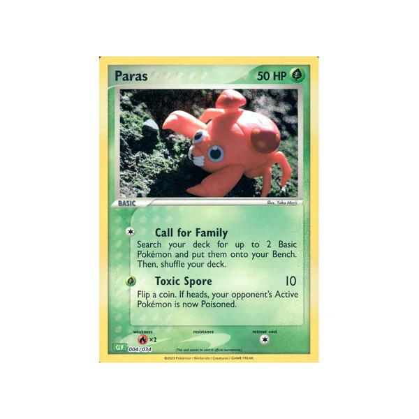 Carte Pokémon Paras 004/034 Aucune Pokémon Trading Card Game Classic