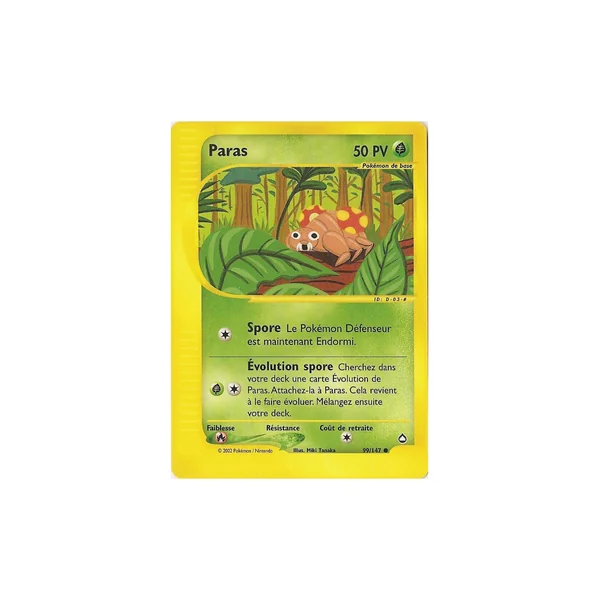 Carte Pokémon Paras 99/147 Commune Aquapolis