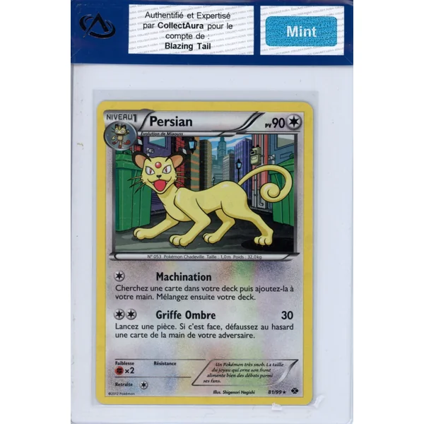 Carte Pokémon Persian 81/99 COLLECTAURA Mint