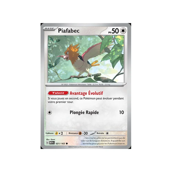 Carte Pokémon Piafabec 021/165 Commune 151
