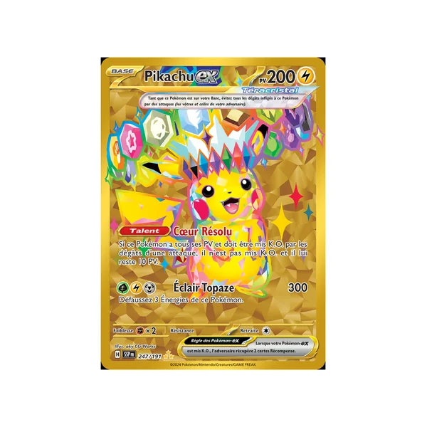 Carte Pokémon Pikachu-ex 247/191 Gold Étincelles Déferlantes