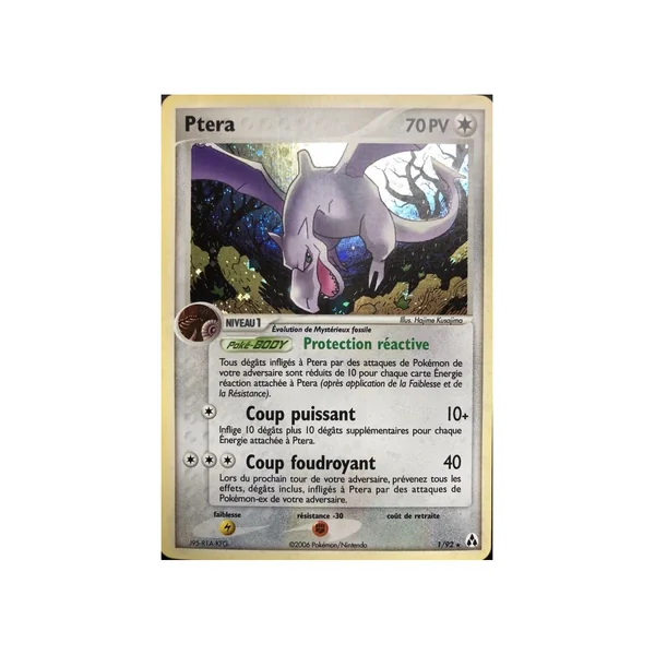 Carte Pokémon Ptera 1/92 Holographique Créateurs de légendes