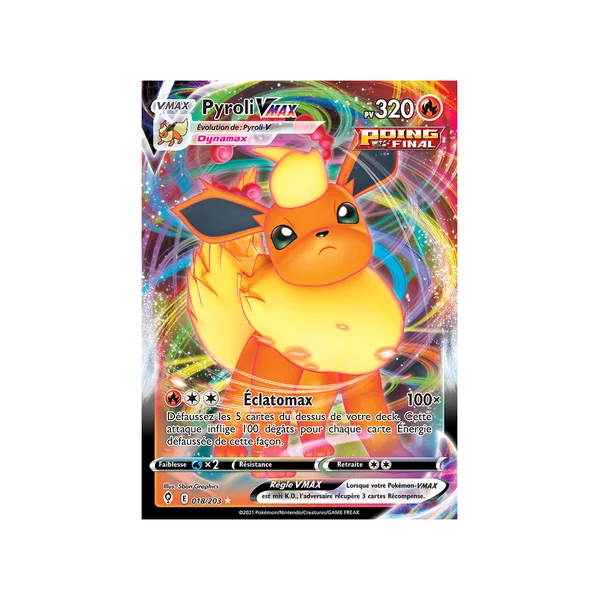 Carte Pokémon Pyroli-VMAX 018/203 Ultra Rare Évolution Céleste