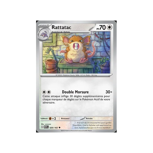 Carte Pokémon Rattatac 020/165 Peu commune 151