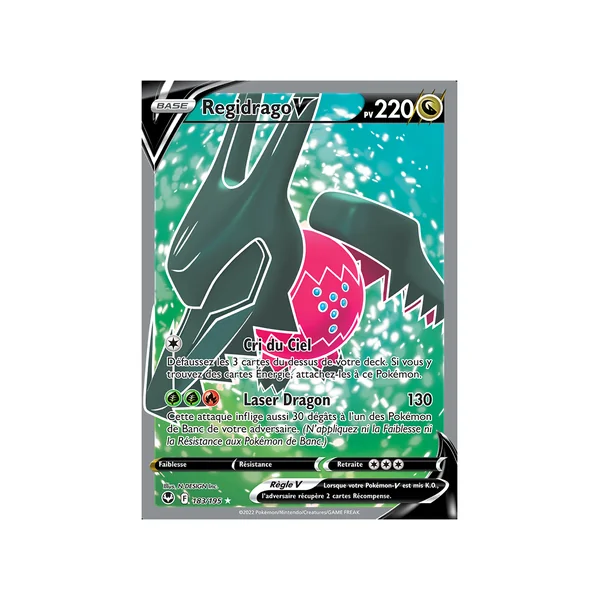 Carte Pokémon Regidrago-V 183/195 Ultra Rare Tempête Argentée