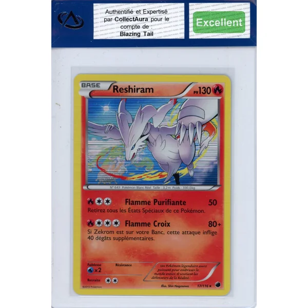 Carte Pokémon Reshiram 17/116 COLLECTAURA Excellent