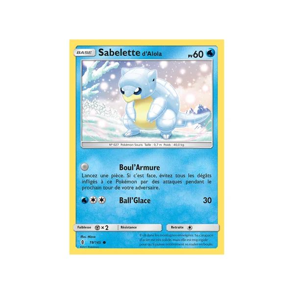 Carte Pokémon Sabelette d'Alola 19/145 Commune Gardiens Ascendants