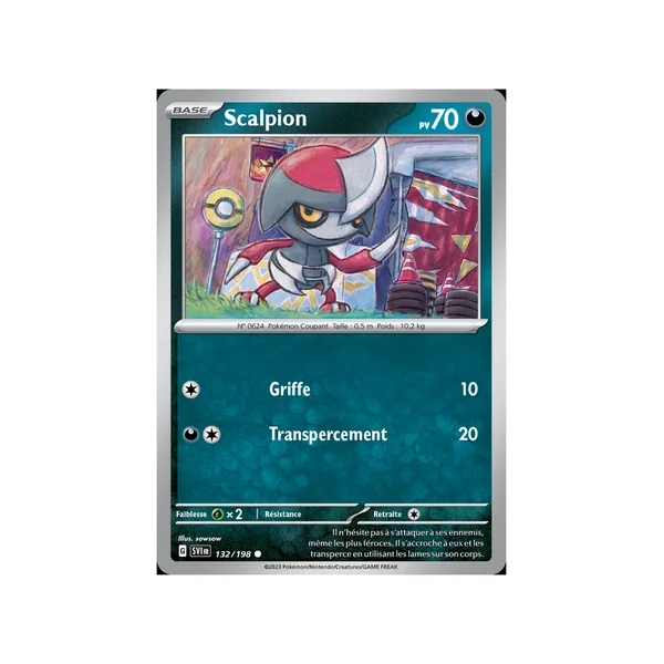 Carte Pokémon Scalpion 132/198 Commune Écarlate et Violet (JCC)
