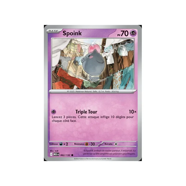 Carte Pokémon Spoink 062/132 Commune Méga-Évolution (JCC)