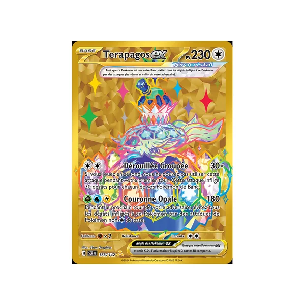 Carte Pokémon Terapagos-ex 173/142 Gold Couronne Stellaire