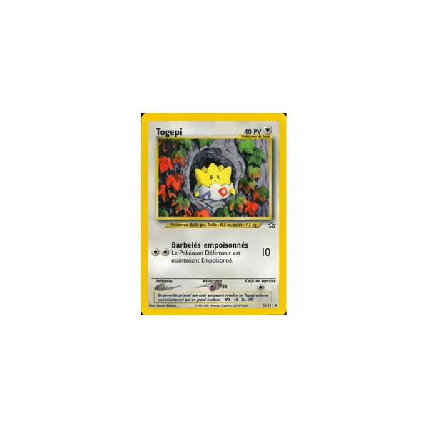 Carte Pokémon Togepi 51/111 Peu commune Neo Genesis