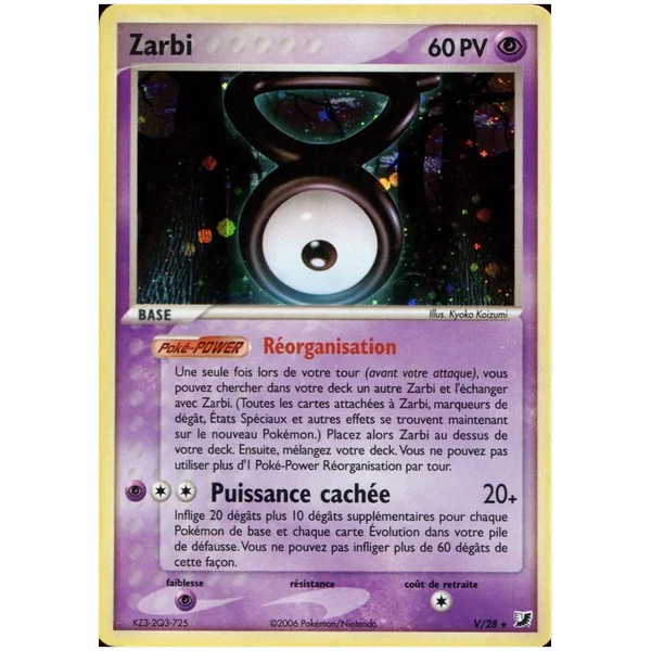Carte Pokémon Zarbi V/28 Rare Forces Cachées