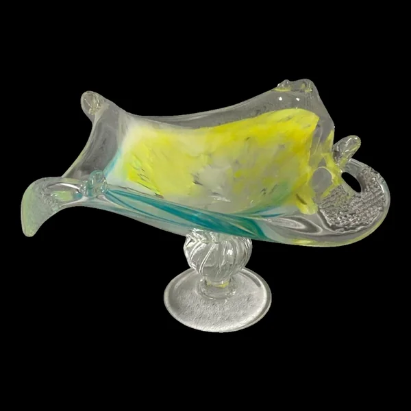 Centre de table sur pied en verre soufflé