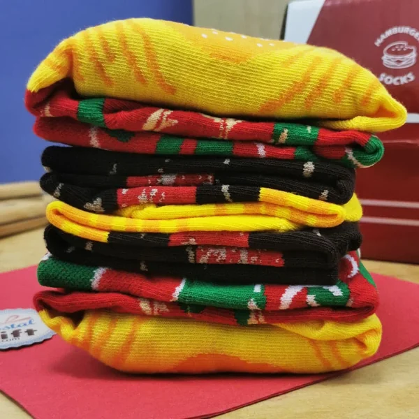 Coffret cadeau chaussettes - 3 paires de chaussettes pliage Hamburger
