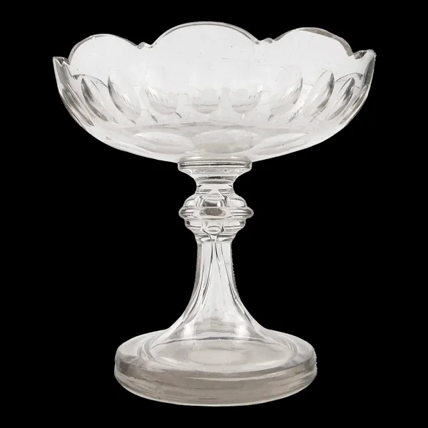 Compote Biedermeier, cristal transparent, République tchèque, 19e siècle