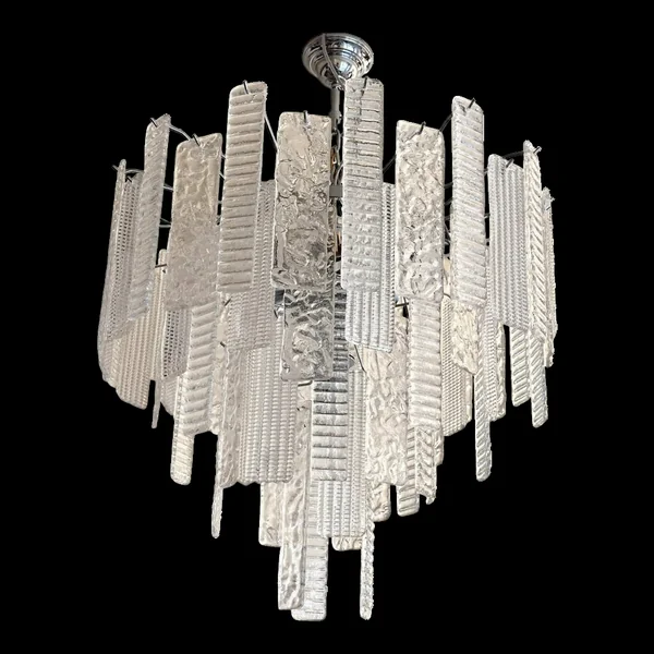 Contemporary Strips “Listelli” Murano Glass Chandelier by Simoeng