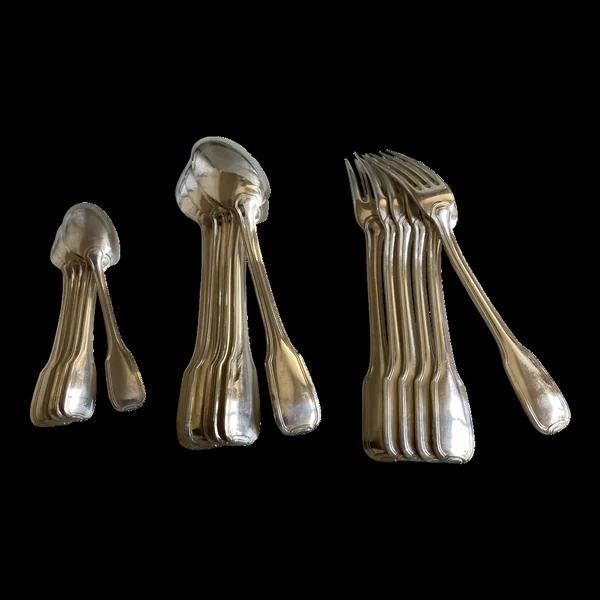 Couverts modernistes en métal argenté 6 + 6 + 6