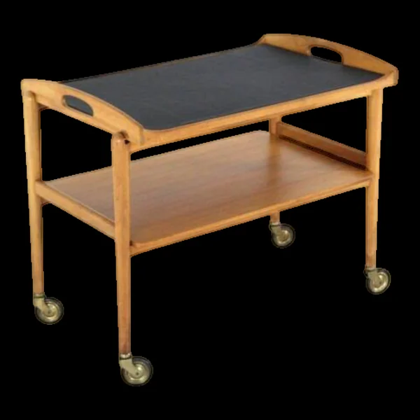 Desserte en bois de style mid-century moderne avec plateau amovible