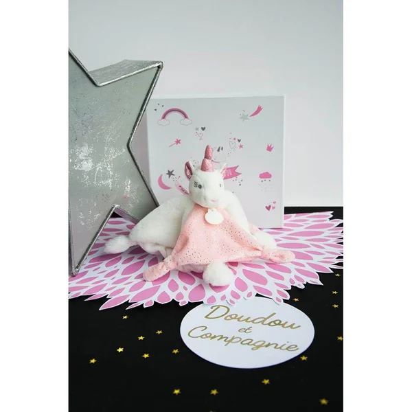 Doudou licorne rose