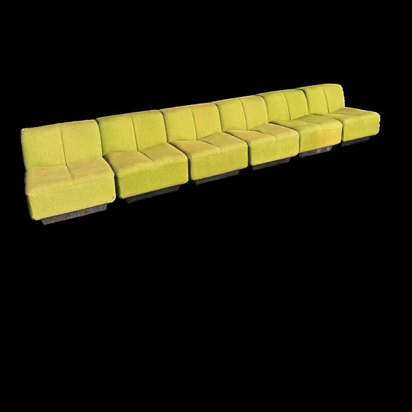 Ensemble 6 chauffeuses modulables vintage Space Age - Vert & Orange