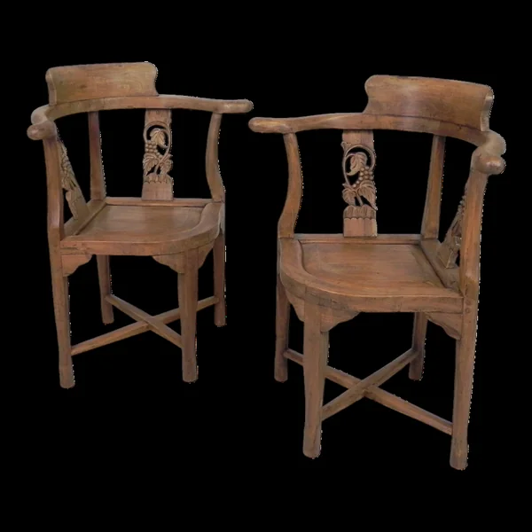 Ensemble de 2 chaises d'angle en teck, années 1980