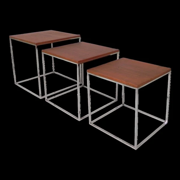 Ensemble de 3 tables d'appoint, ensemble mimi, années 1960