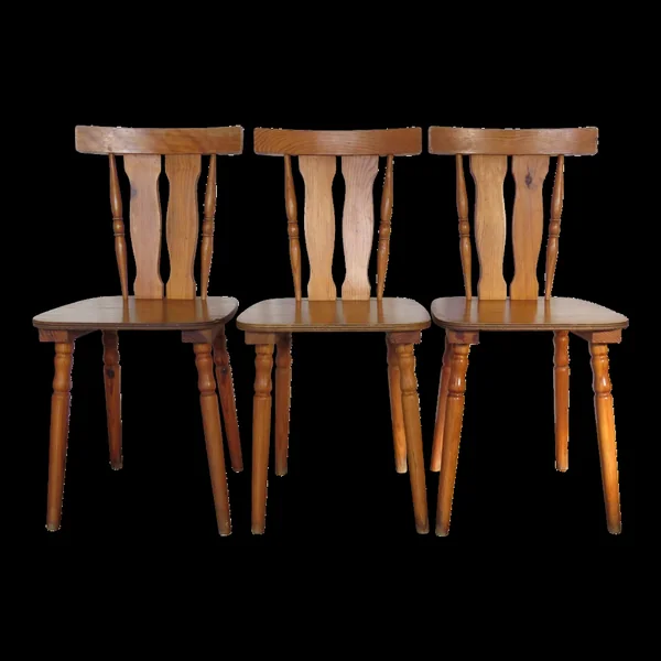 Ensemble lot de 3 chaises en pin années 70's style chalet