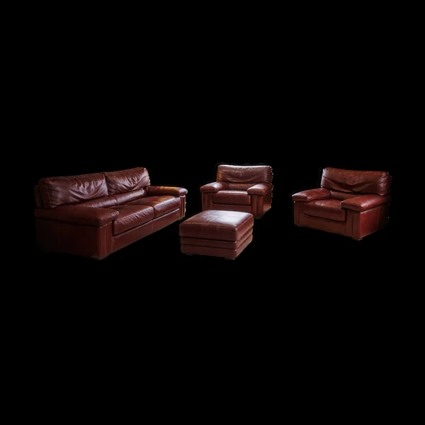 Ensemble Roche Bobois – Cuir cognac patiné – Design années 80
