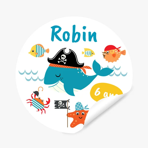 Etiquettes adhésives à personnaliser - Baleine Pirate