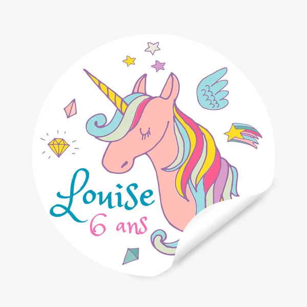 Etiquettes adhésives à personnaliser - Licorne rainbow