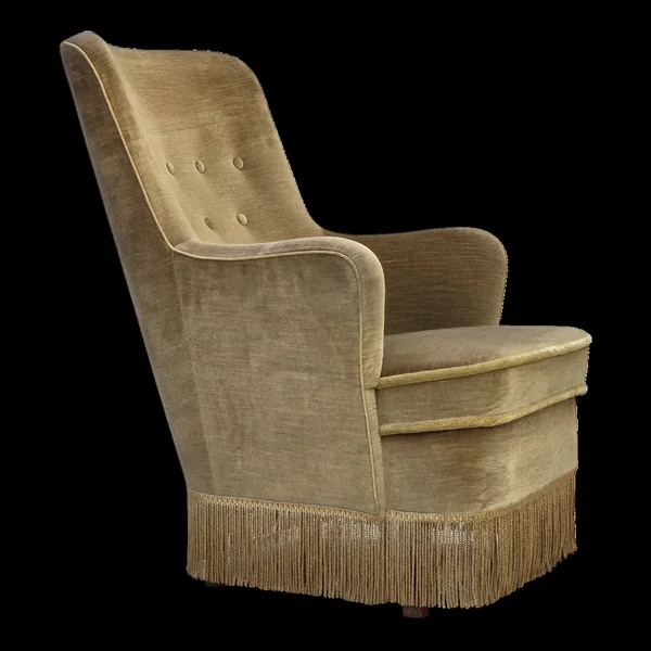 Fauteuil danois en velours vert, années 1970