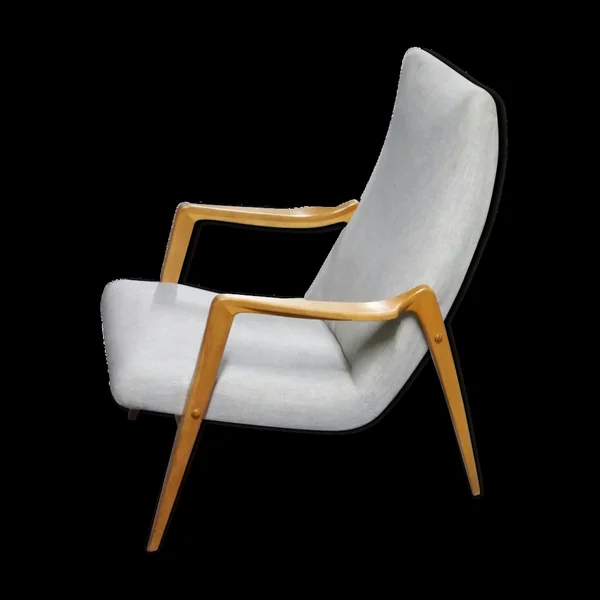 Fauteuil scandinave danois pieds compas années 50