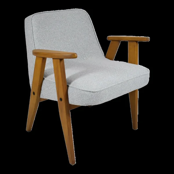 Fauteuil vintage 366, designer J. Chierowski, années 1960, bleu
