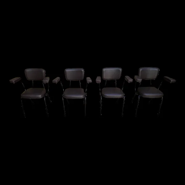 Fauteuils Skaï marron