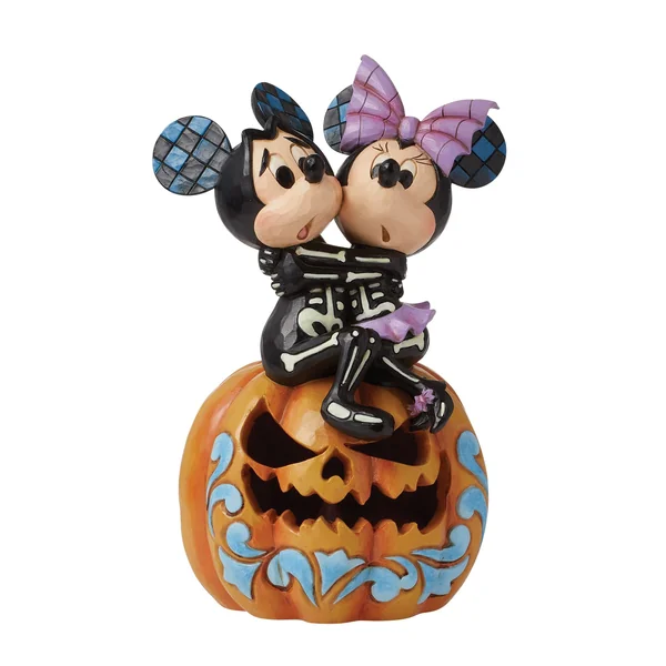 Figurine Citrouille LED Mickey et Minnie squelettes - Disney Traditions