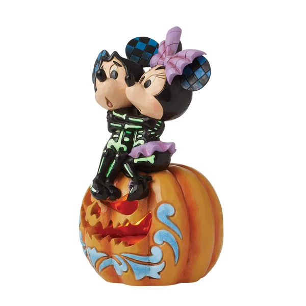 Figurine Citrouille LED Mickey et Minnie squelettes - Disney Traditions