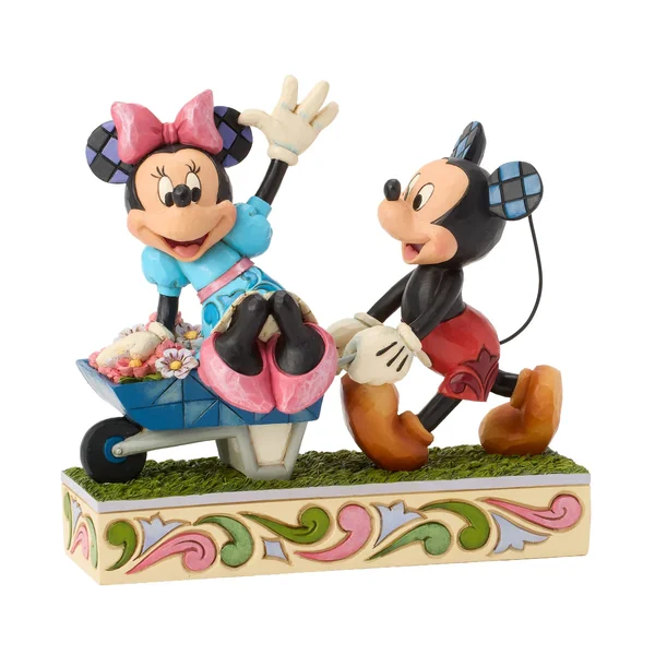 Figurine Mickey et Minnie avec brouette printemps - Disney Traditions