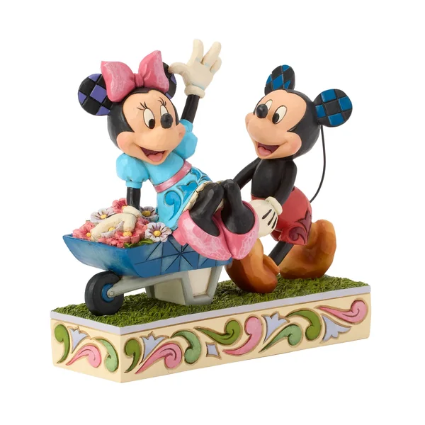 Figurine Mickey et Minnie avec brouette printemps - Disney Traditions