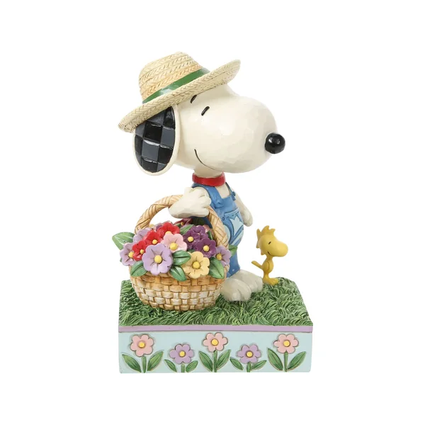 Figurine Snoopy tenant un panier de fleurs - Peanuts by Jim Shore