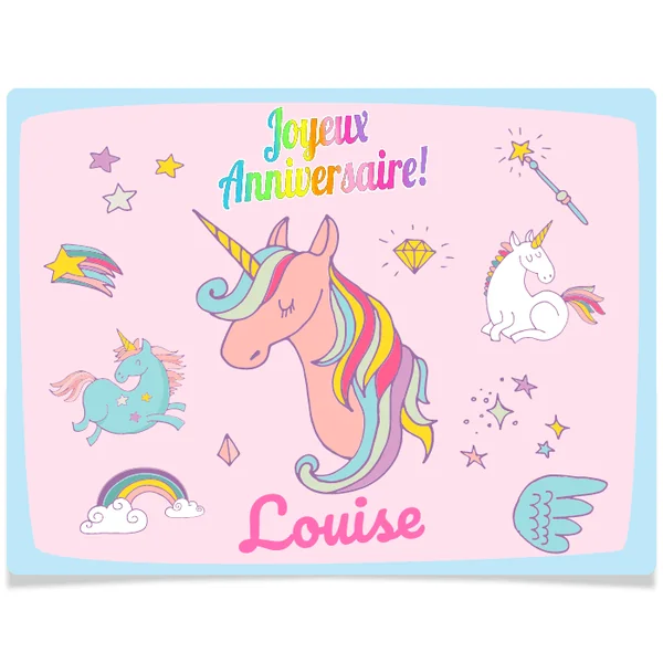 Fotocroc rectangle à personnaliser - Licorne Rainbow