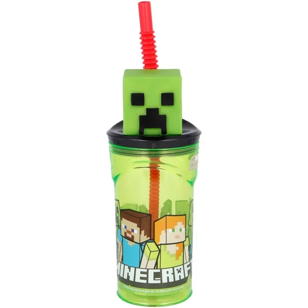 Gobelet en Plastique 360 ml avec Paille et Figurine 3D – Minecraft