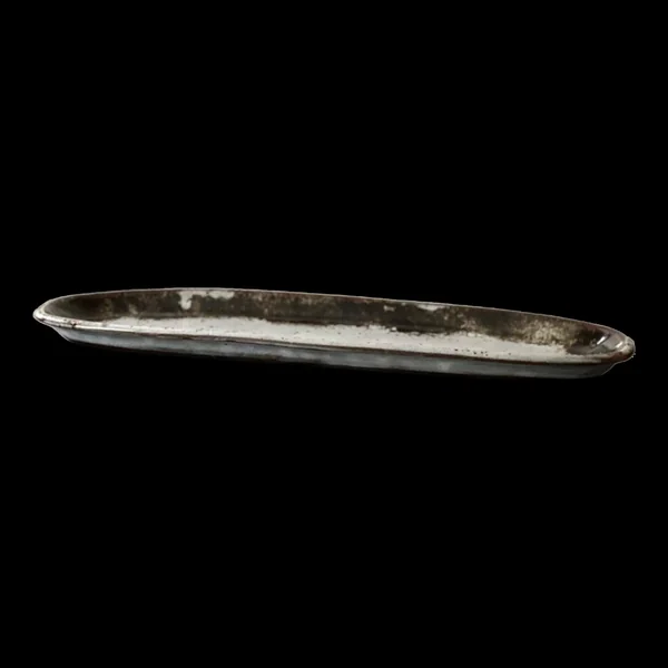 grand plat de service poisson en ceramique grés émaillé et signé, 1960