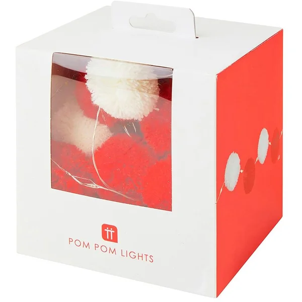 Guirlande Lumineuse Pom-pom Rouge / Blanc 20 LED - 2m