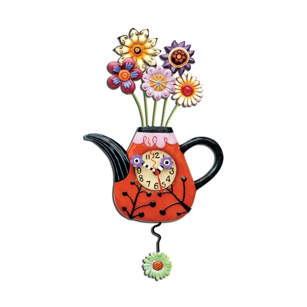 Horloge Théière Fleurs - Allen Designs