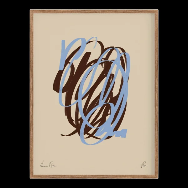 Impression giclée de lignes abstraites brunes et bleues