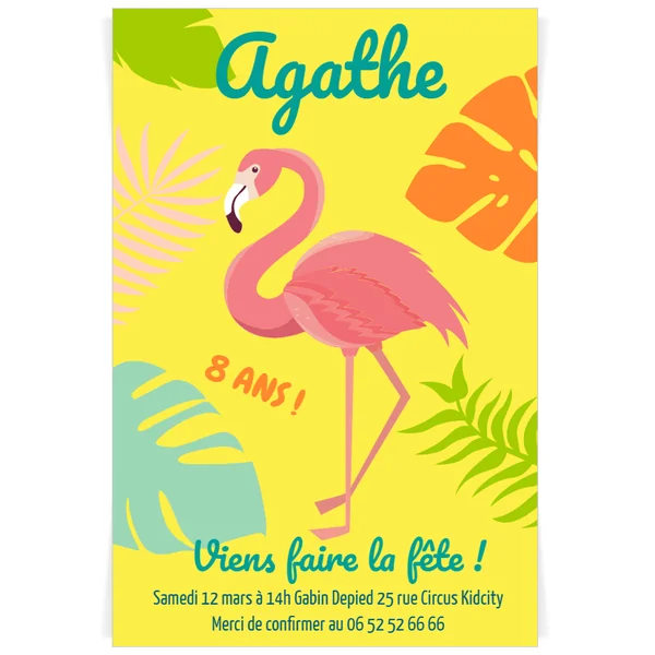 Invitation à personnaliser - Flamant Rose