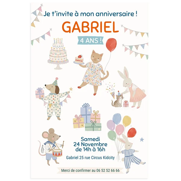 Invitation à personnaliser - La fête des animaux