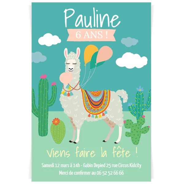Invitation à personnaliser - Lama