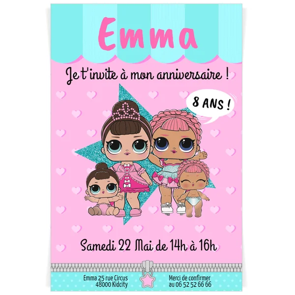 Invitation à personnaliser - Lol Surprise